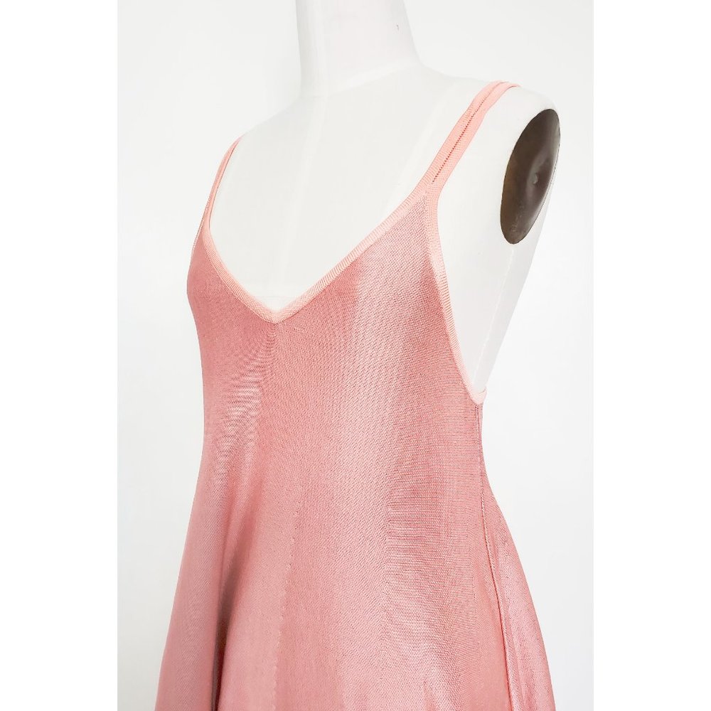 JIMI ROOS Women's RARE Pink Knit Fit and Flare Dress Whimsical Red Lips S/M - Picture 7 of 15